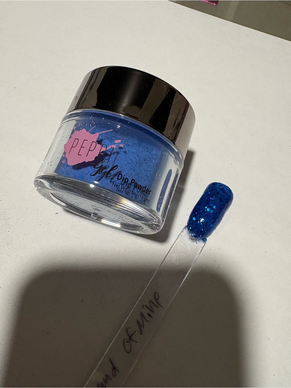 Peppi Gel This Land of Mind blue glittery dip nail powder